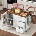 Black Rolling Kitchen Island Cart with Storage, 2 Drawers, 2 Cabinet Z5130