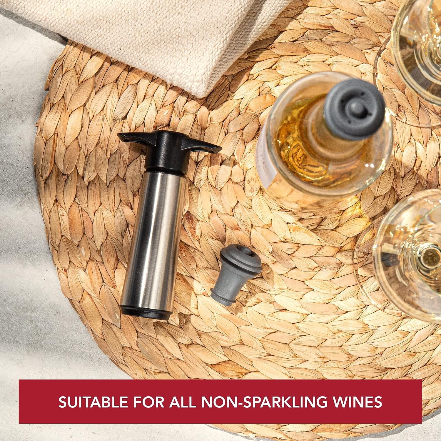 Wine Saver Pump Stainless Steel with Vacuum Wine Stopper Y2710