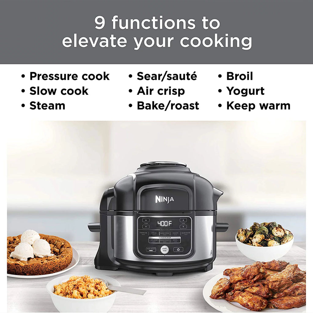 9 in 1 Pressure Cooker and Air Fryer with Nesting Rack, Silver Y13916