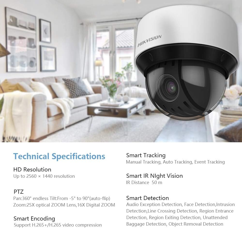 4MP 25x Network IR PTZ Outdoor Dome Camera with 98ft Night Vision, Auto Tracking, 25X Optical Zoom, H.265+, IP66, IK10 O60643