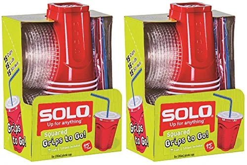 30 Cups Red Plastic Cup Lid Straw Combo Pack S51416