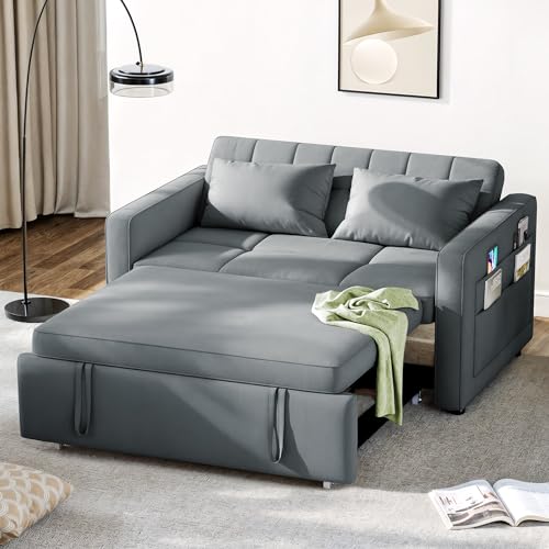 55" Convertible Velvet Sofa Bed, Full Size Y627874