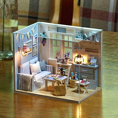 1:24 Scale Mini Wooden Dollhouse Kit with Furniture H239