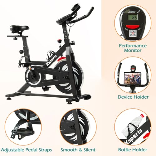 Black Magnetic Resistance Adjustable Stationary Bike with LCD Screen X5873