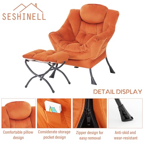 White Grey Accent Chair with Ottoman U28071