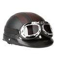 Motorcycle Scooter Open Face Half Leather with Visor Goggles Q308