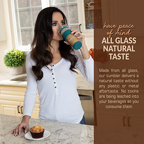 14-Ounce Double Wall Glass Tumbler with Lid H901