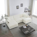 White Oversized Chenille Sectional Sofa with 2 Ottomans Q19689