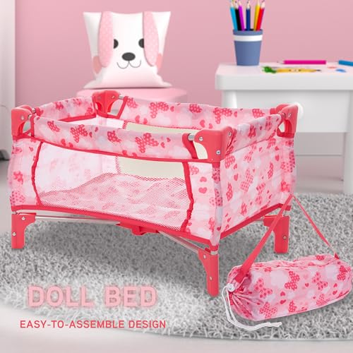Baby Doll Stroller Bed and Seat Nursery Playset Accessories Furniture Set High Chair Diaper Bag Role Play Deluxe Set O455294