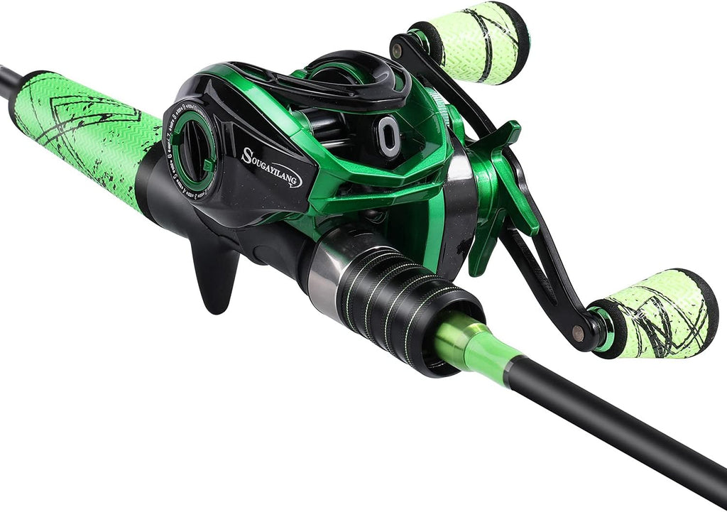 Medium Fast Baitcasting Fishing Rod and Reel Combo, 24-Ton Carbon Fiber 2 Pieces I337029
