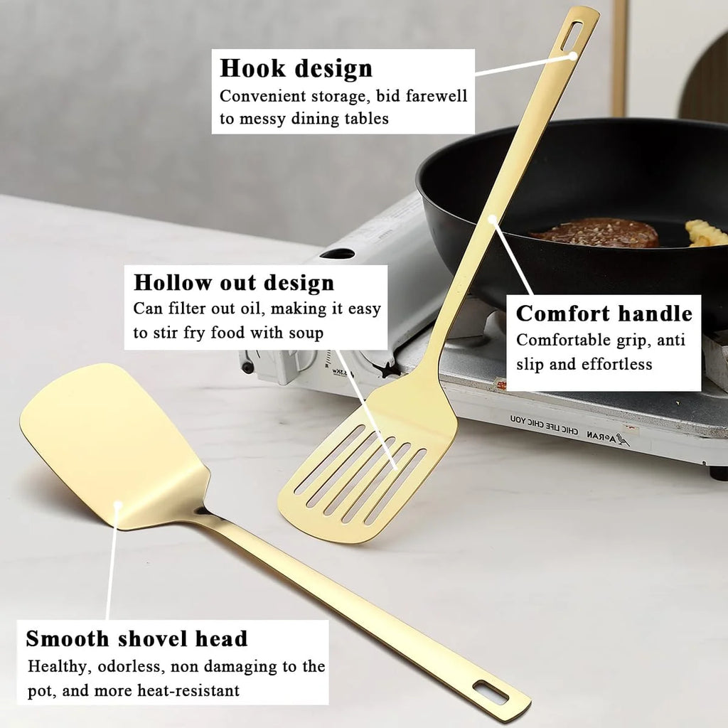 6pcs Titanium Plating Stainless Steel Kitchen Utensils Set Y4991