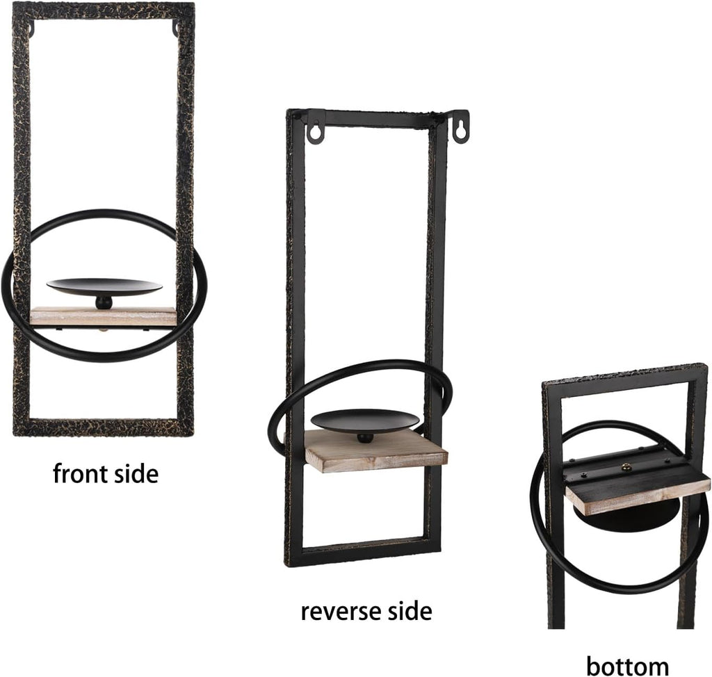 Black Wall Sconce Candle Holder Set of 2 I734548