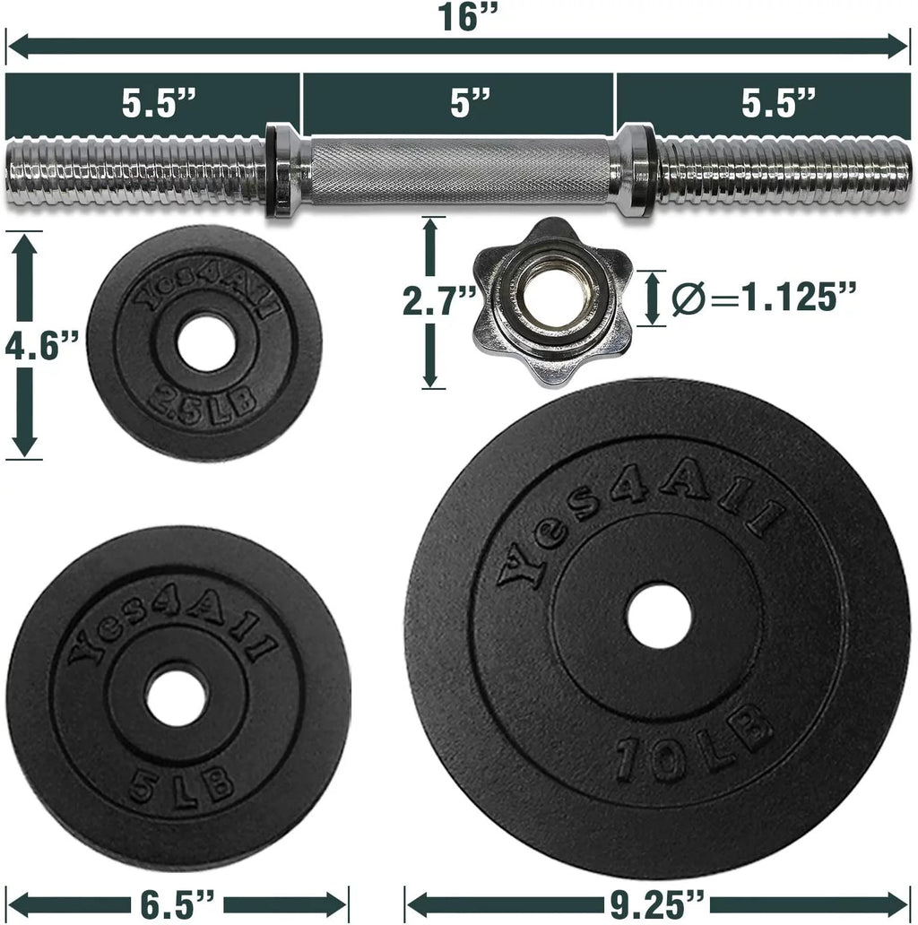 60 lbs Adjustable Cast Iron Dumbbell Pair H8373