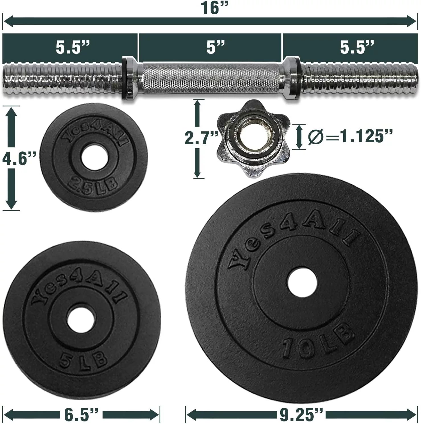 60 lbs Adjustable Cast Iron Dumbbell Pair H8373