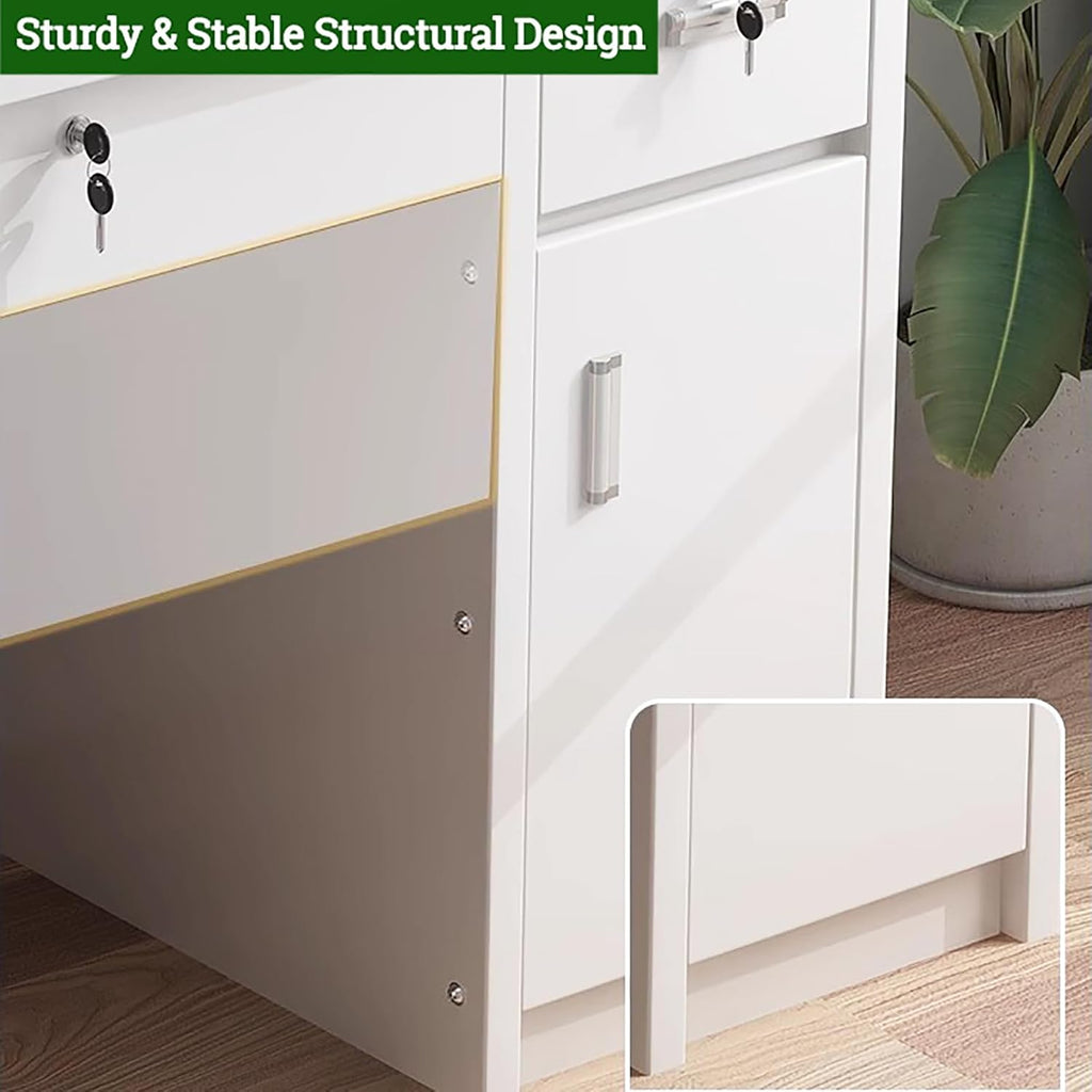 Gray Wooden Writing Desk with Drawers T631673