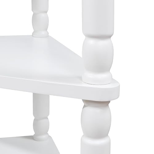 Triangle Side Table with Drawer and Storage Shelves (Milk White) T501775
