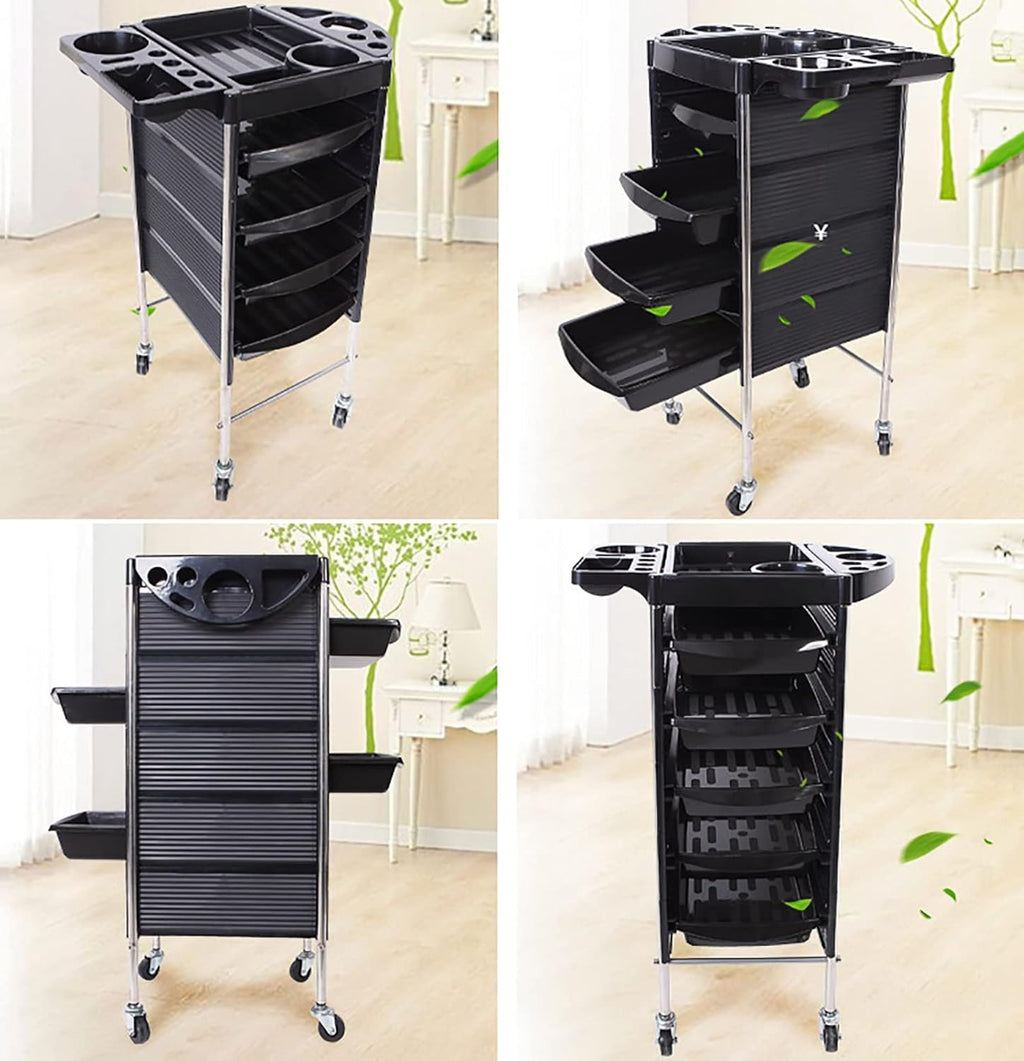 Black 5 Drawer Rolling Trolley Cart R825