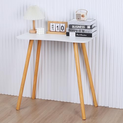 White 27.5 inch Solid Wood Computer Desk D80987