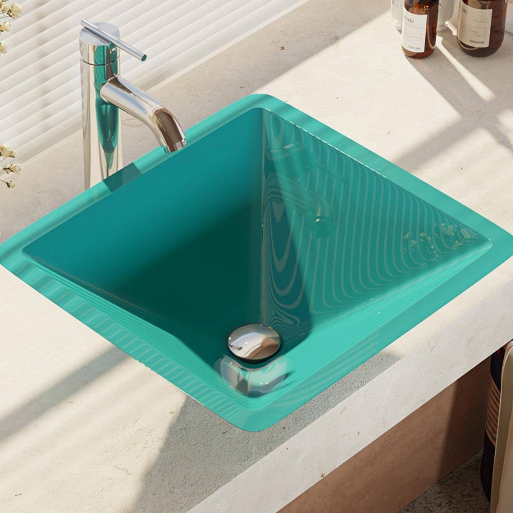 16-1/2x22 Glass Vessel Bathroom Sink with Vessel Faucet G135923