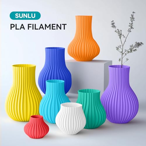 250g PLA Filament 1.75mm Bundle, 8 Rolls, White+Red+Orange+Yellow+Green+Blue+Cyan+Purple M78682