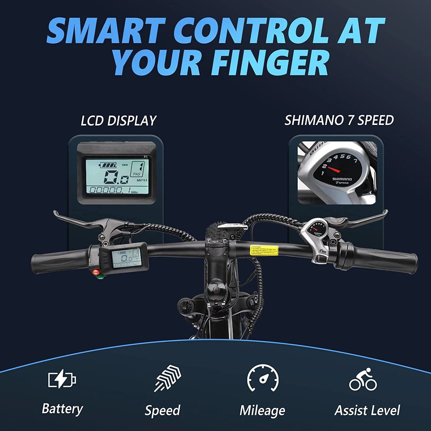 26" Fat Tire Electric Mountain Bike 500W 48V 13AH Removable Battery Shimano 7 Speed E238
