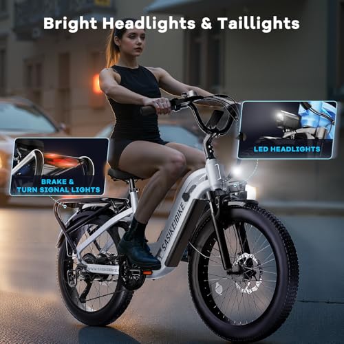 24" Fat Tire Electric Bike, 48V 20AH Removable Battery, 7 Speed G4254