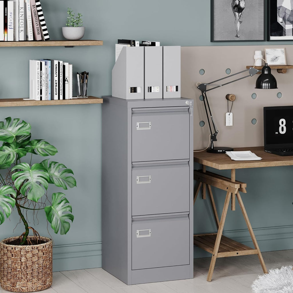 3 Drawer Grey Metal File Cabinet P89041