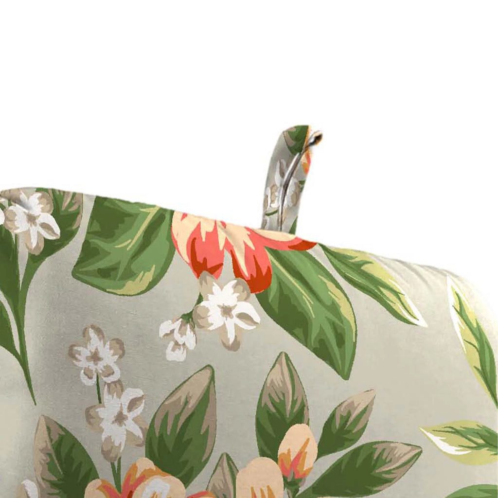 45" x 22" Cedar Grey Floral Rectangular Outdoor Chair Cushion with Ties and Hanger Loop H8539