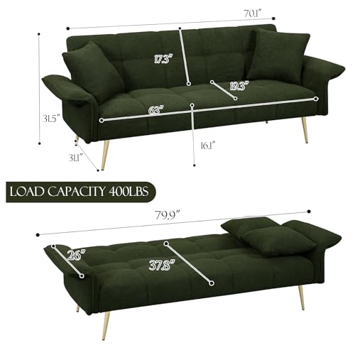 Beige Teddy Futon Sofa Bed with Memory Foam A270297