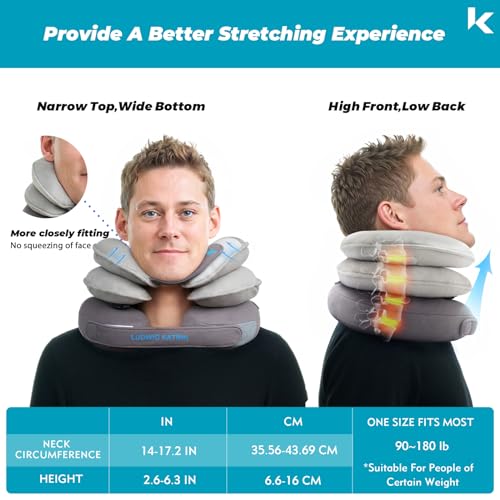 Cervical Neck Traction Device, Inflatable Neck Stretcher, Adjustable Neck Brace with Removable Air Pump F670