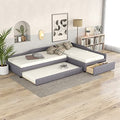 L Shaped Upholstered Double Size Daybed with Trundle and Storage Drawer, Gray Y462