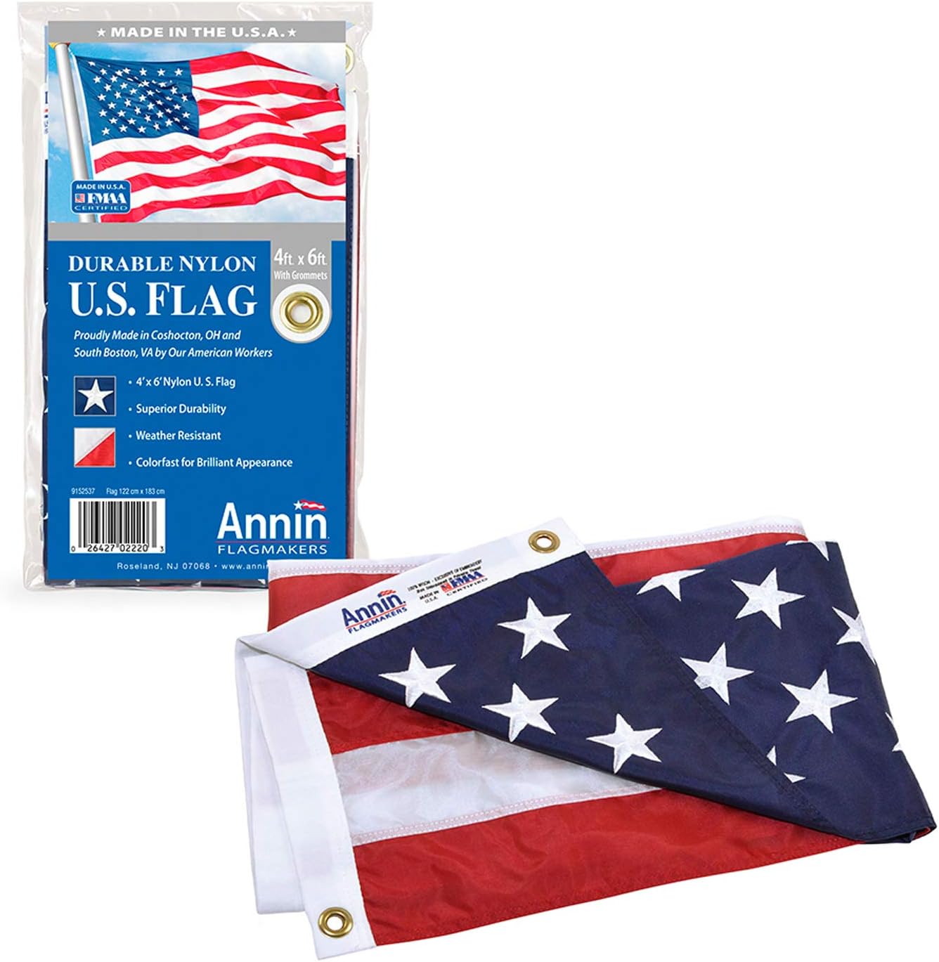 3x5 ft Nylon American Flag with Sewn Stripes and Embroidered Stars Z6211