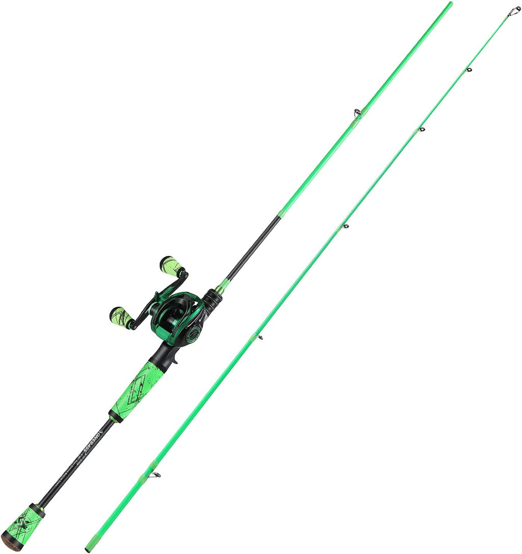 Medium Fast Baitcasting Fishing Rod and Reel Combo, 24-Ton Carbon Fiber 2 Pieces I337029