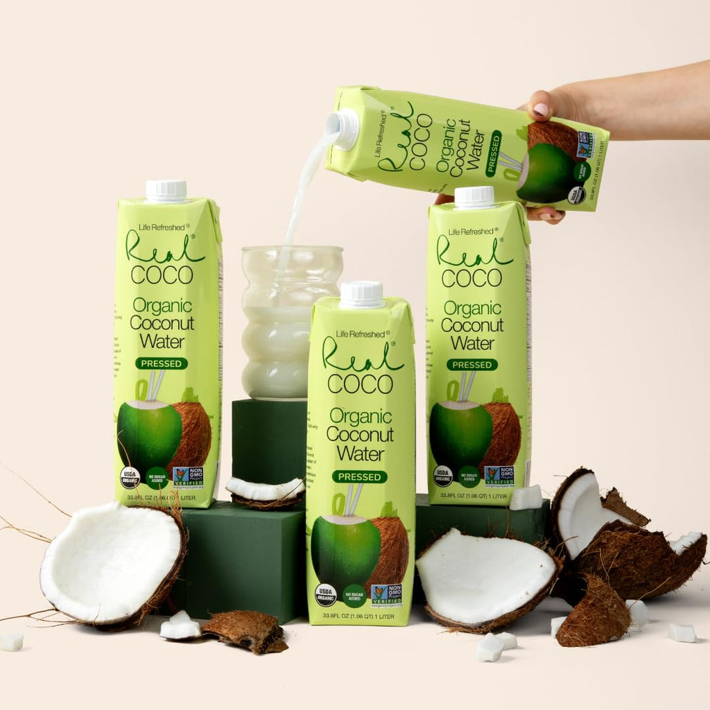 Organic Pressed Coconut Water (6-Pack 1L), No Sugar Added W546