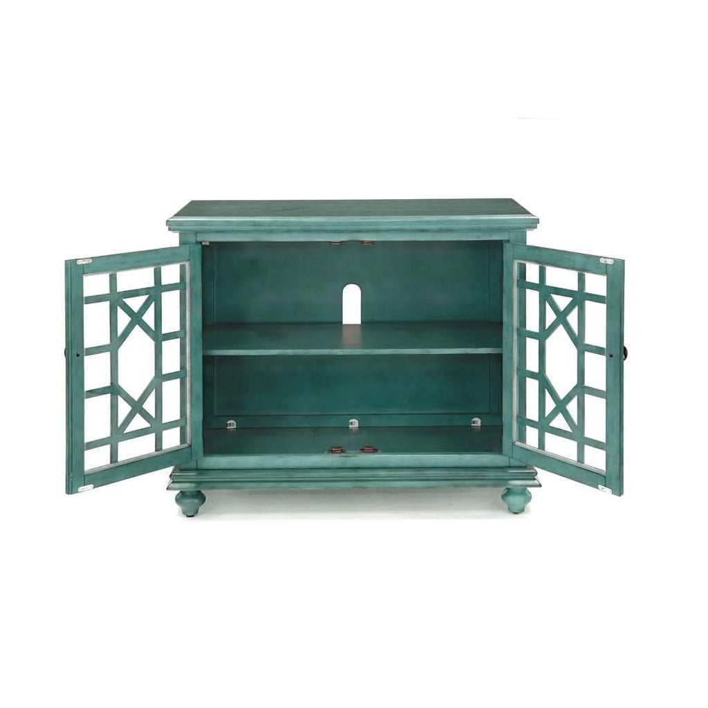 Antique Teal Green Wood TV Stand C2497