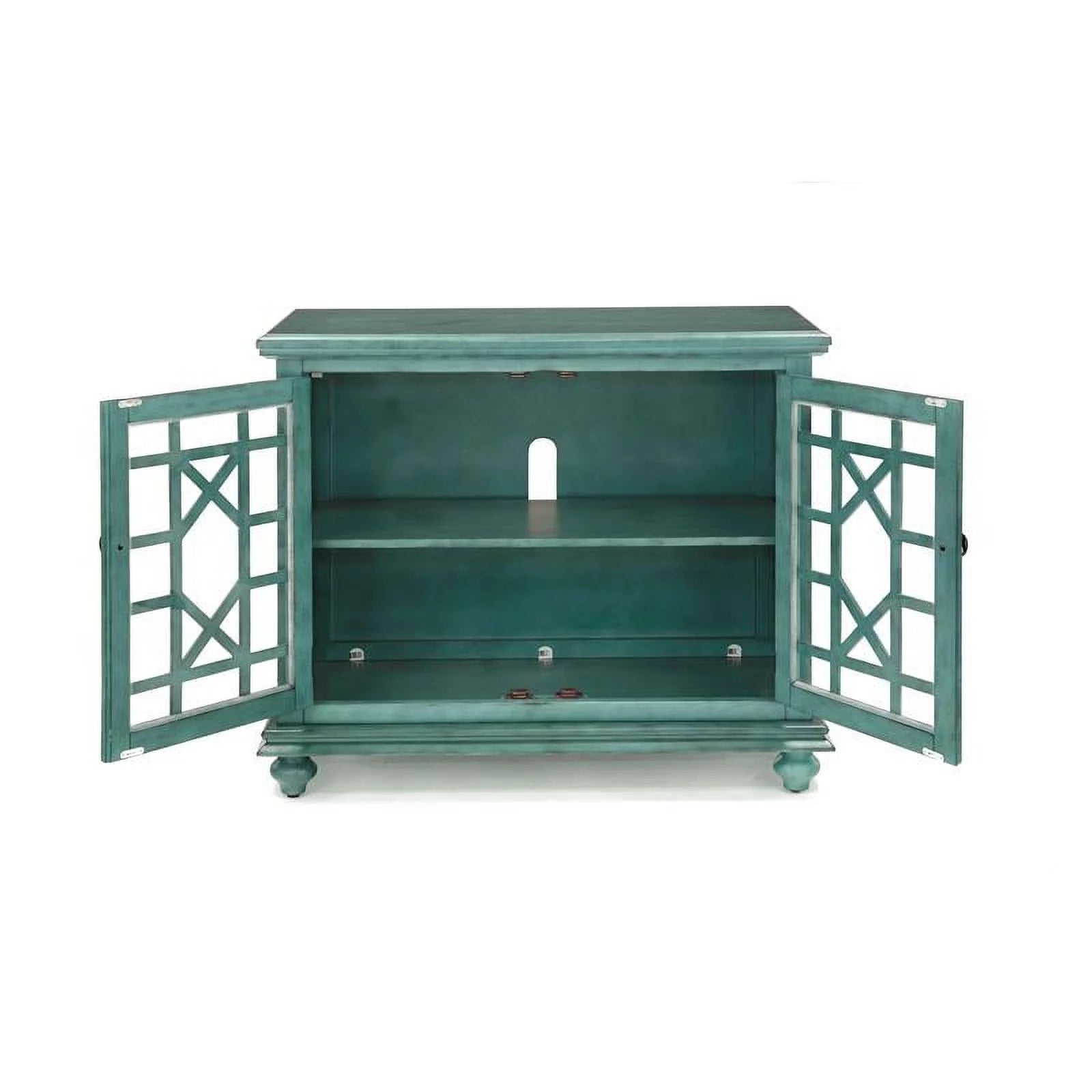 Antique Teal Green Wood TV Stand C2497