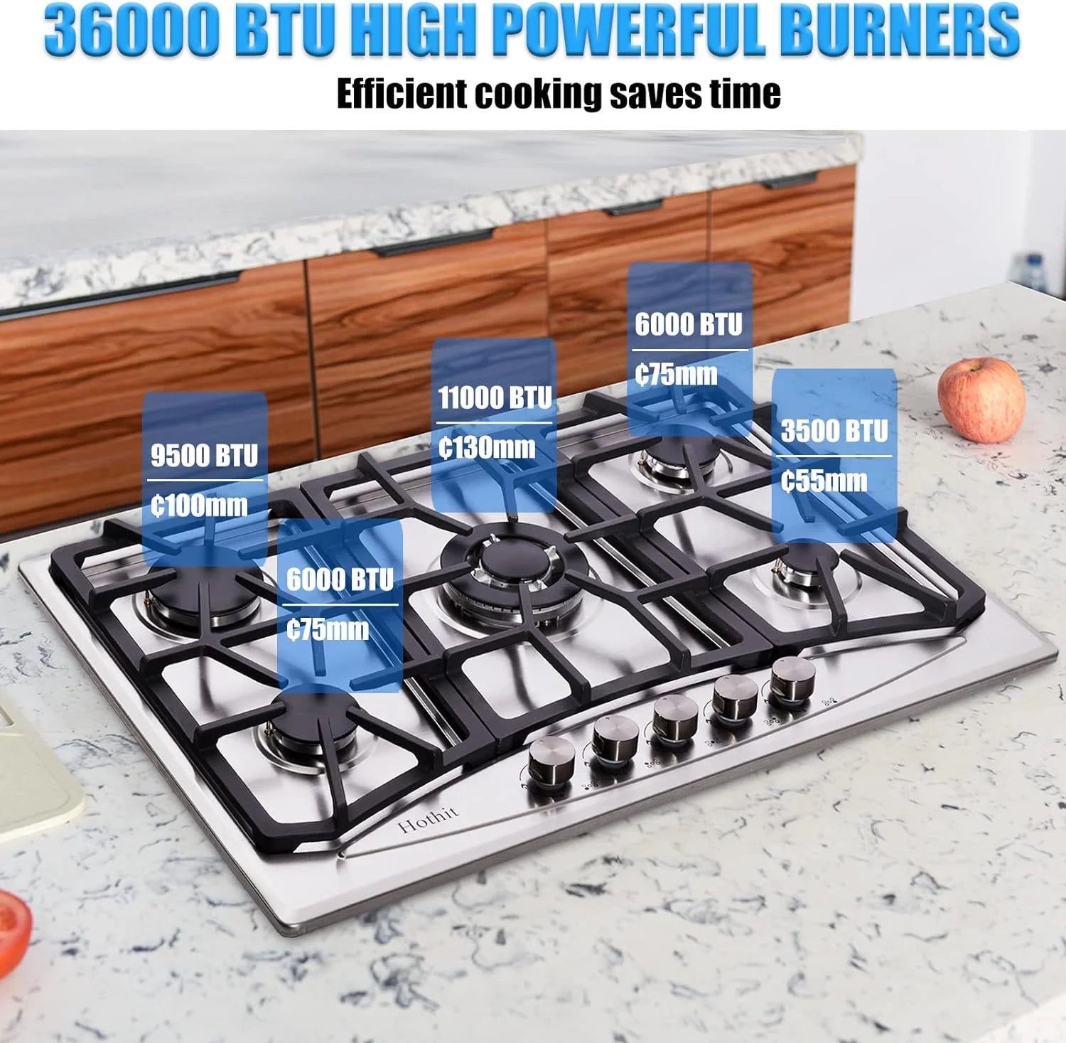 30 Inch 5 Burner Stainless Steel Propane Gas Cooktop J25825