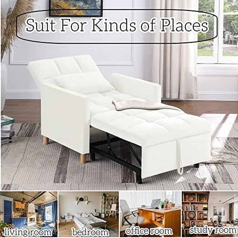 Convertible Chair Sleeper Velvet Adjustable Single Sofa Bed with Lumbar Z1939