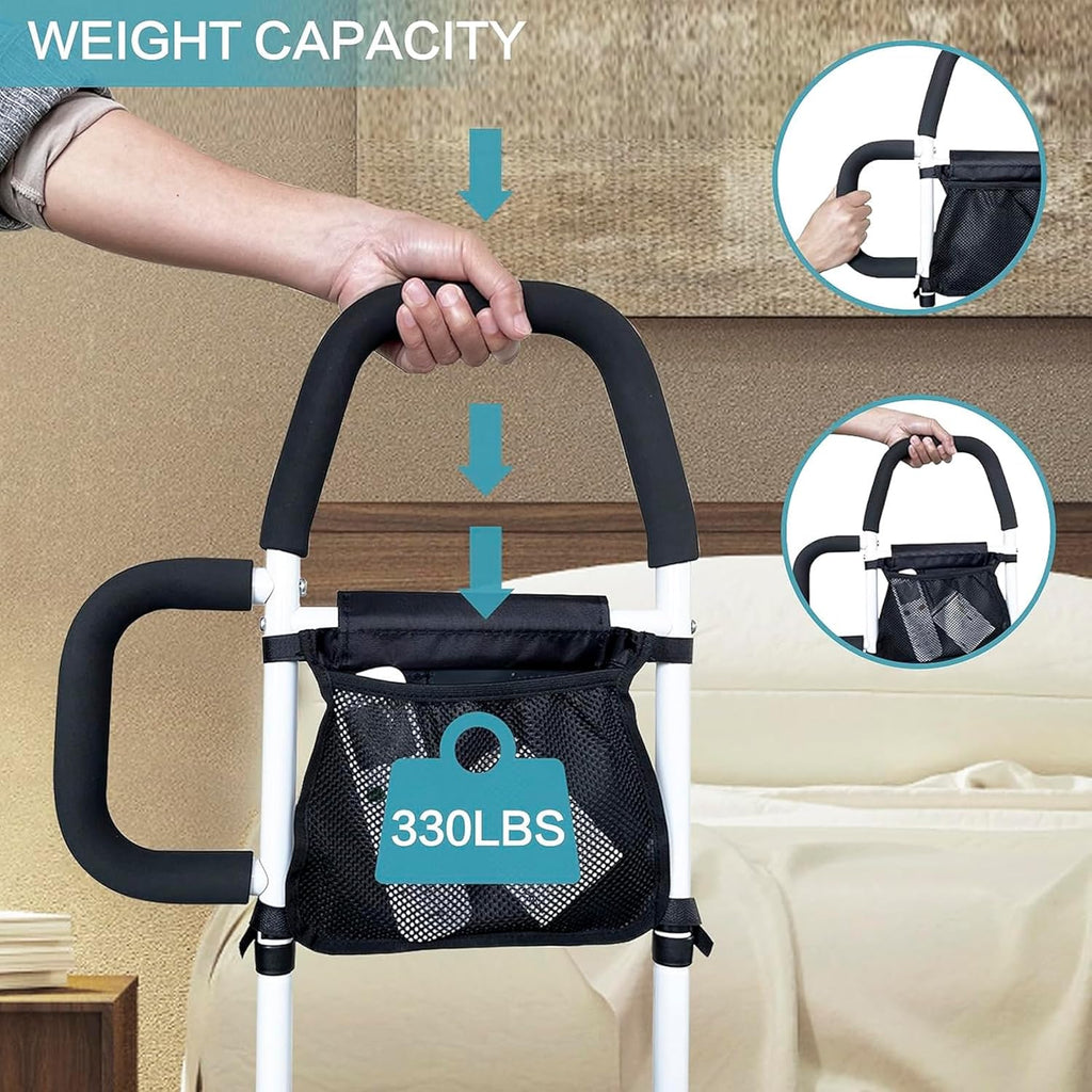 Heavy Duty 330lbs Bed Rails with Dual Padded Grab Bars & Storage Pocket P321840