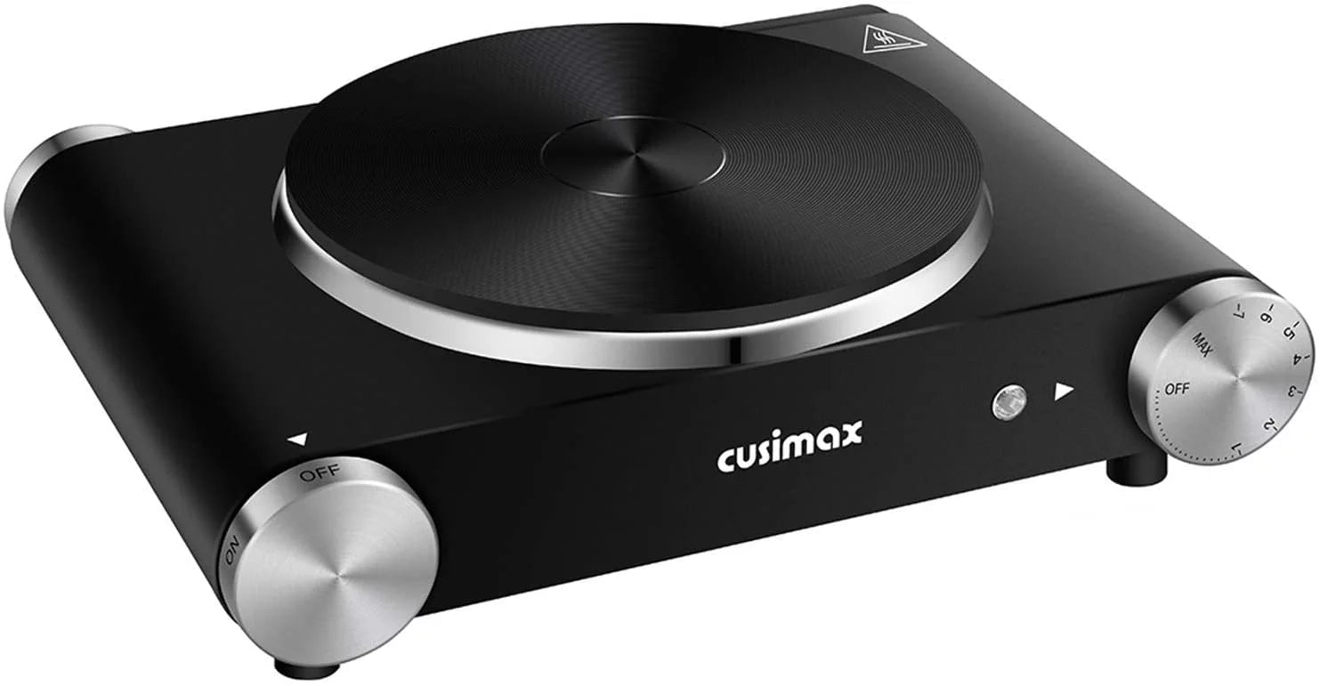 1500W Electric Hot Plate Single Burner Stainless Steel Black A521