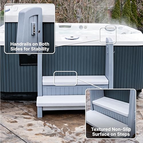 Gray 2-Step Storage Stool with Handrails P33066