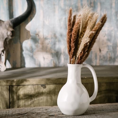 White Ceramic Vase with Double Handle F24709
