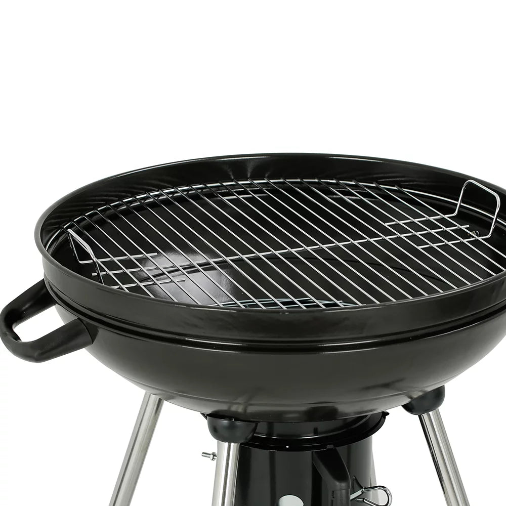 22" Round Portable Charcoal Kettle Grill With 2 Wheels, Black A868