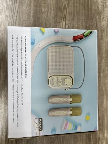 Mini Karaoke Machine with 2 Wireless Microphone, Portable Bluetooth Speaker M48929