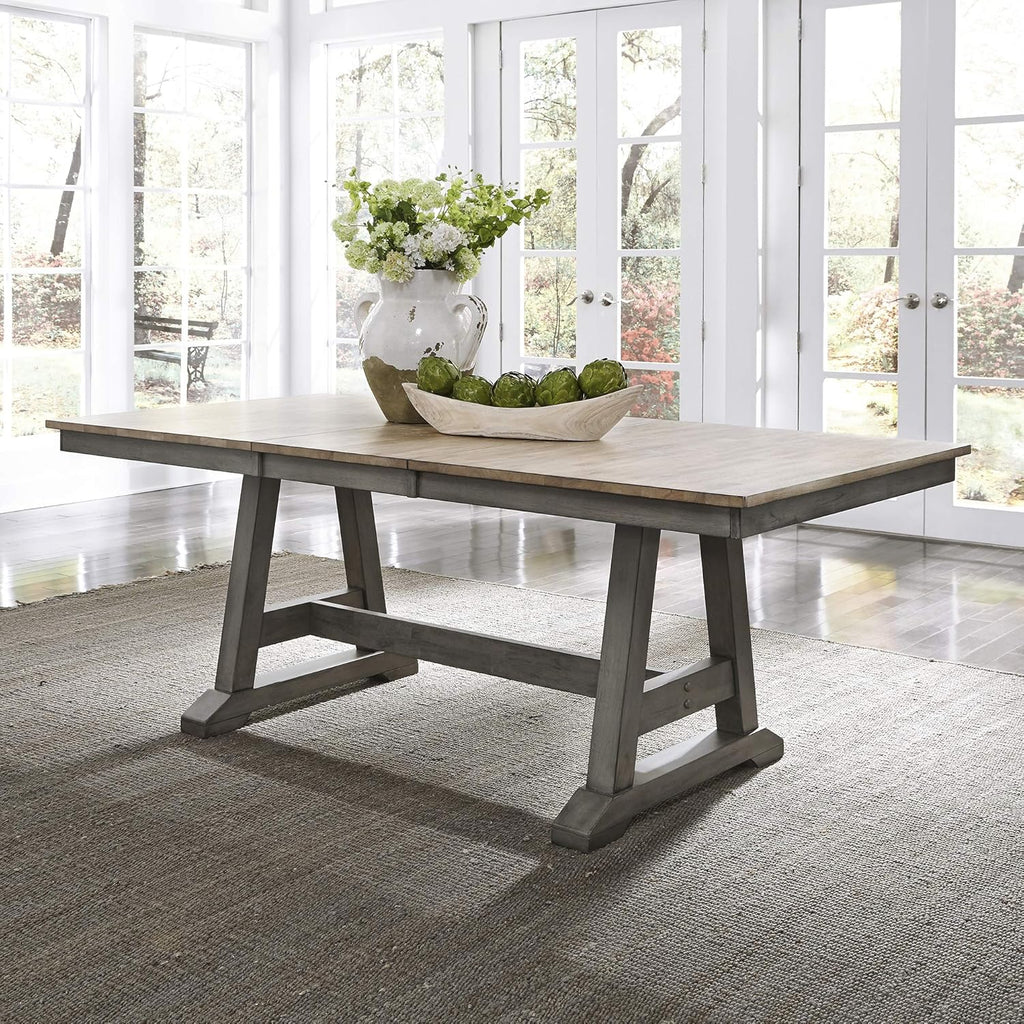 Gray 7 Piece Trestle Table Set Z703