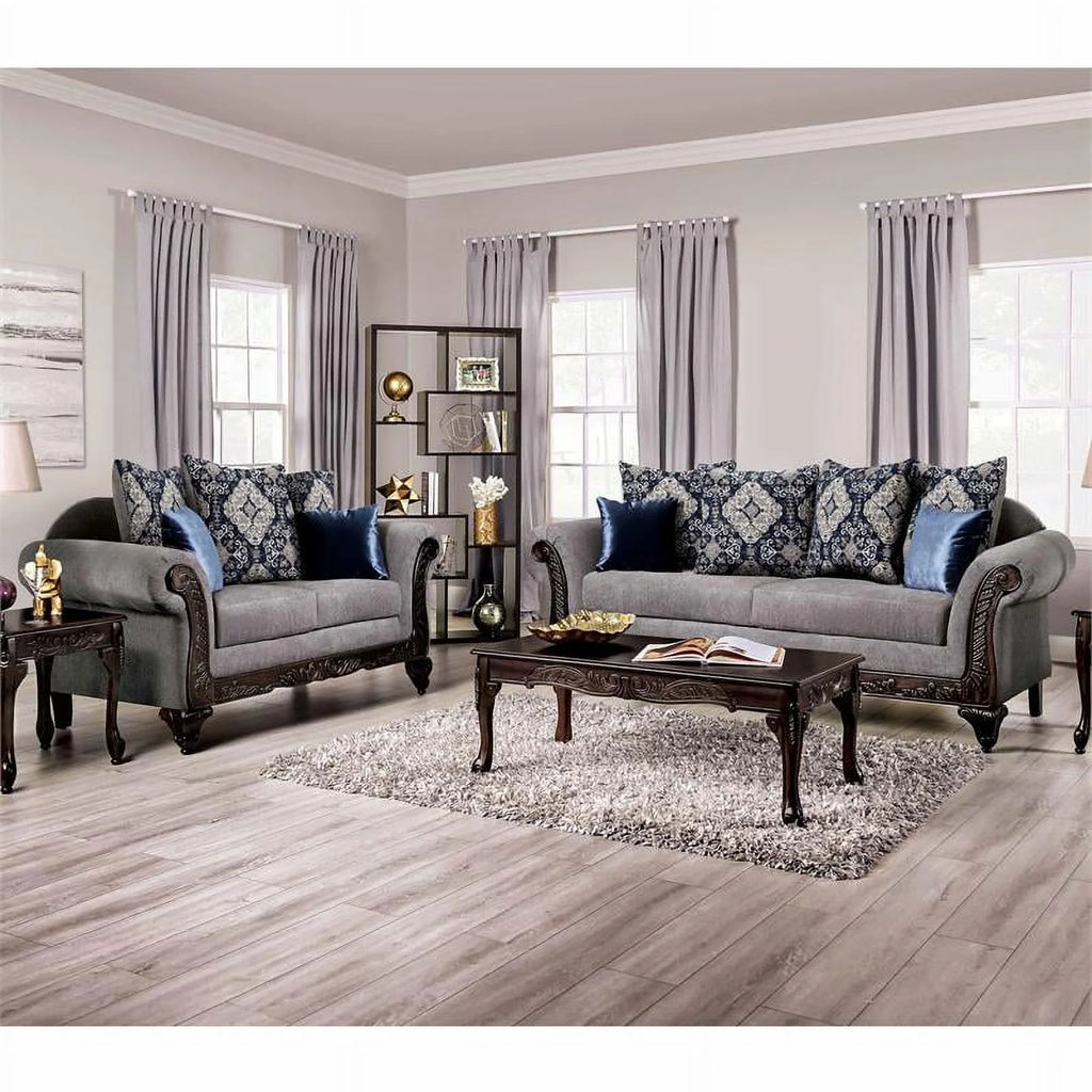 Gray Chenille 2-Piece Sofa Set J760516