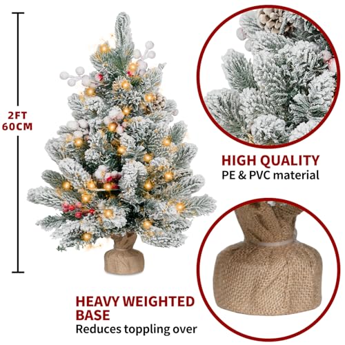 Flocked Artificial Mini Christmas Tree with Lights and Ornaments I63175