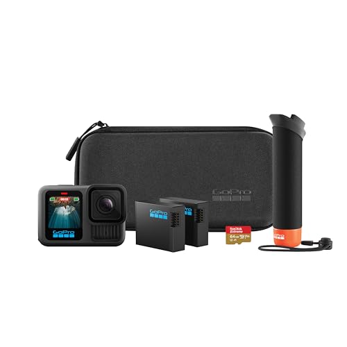 HERO13 Black Accessory Bundle with Handler, 2 Enduro Batteries, 2 Curved Adhesive Mounts, 64GB MicroSD Card, and Carrying Case D7452
