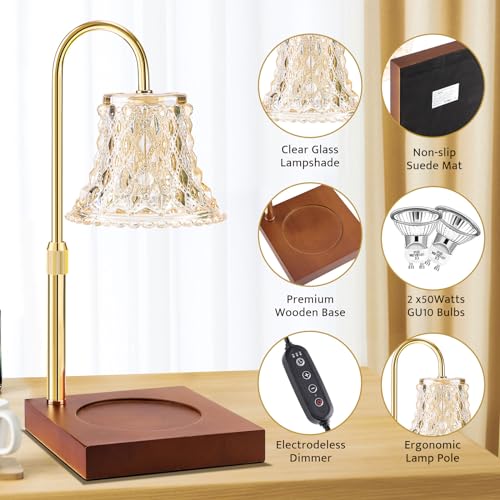 Candle Warmer Lamp with Timer & Dimmer, Adjustable Height, Electric Candle Lamp Warmer with 2 Premium Bulbs P637493