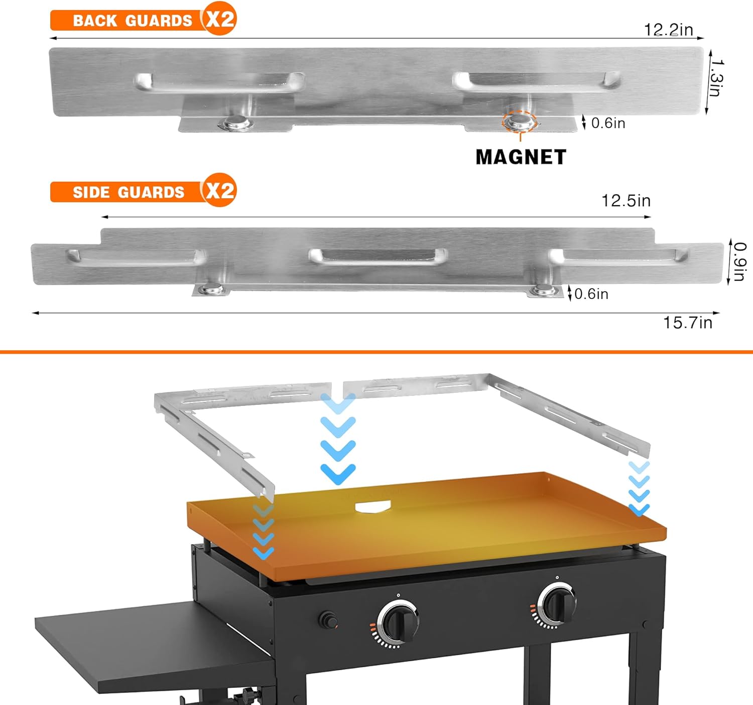 Silver Stainless Steel Wind Screen for 28 Inch Griddle H318339